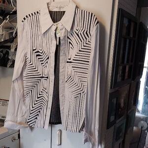 Geometric Black and White Button Down Shirt